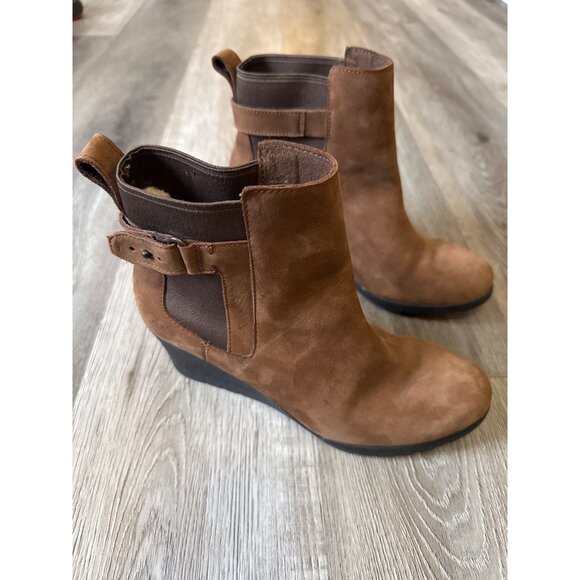 Ugg Waterproof Indra Wedge Pull On Ankle Boots Sz 7 Brown Boho - Picture 4 of 11